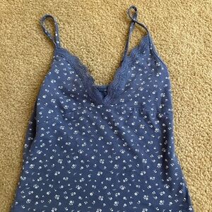 Streetwear Society Blue Floral Lace Trim Cami